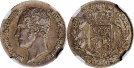 BELGIUM. 1/4 Franc, 1850. Leopold I. NGC EF-45.
KM-14; Dupl-488. A lightly worn and problem-free coin with nicely toned original surfaces.
Estimate:...