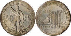 BELGIUM. 50 Francs, 1935. NGC MS-65.
KM-106. We have here the Brussels Exposition and Railway centennial commemorative. This coin hails from the fame...