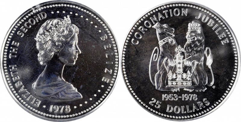 BELIZE. 25 Dollars, 1978-FM. Franklin Mint. PCGS PROOFLIKE-66 Gold Shield.
KM-5...