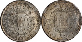 BRAZIL. 960 Reis, 1819-R. Rio de Janeiro Mint. Joao VI. NGC MS-62.
KM-326.1. Struck over a Spanish Colonial 8 Reales. Sparkling luster in the fields ...