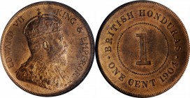 BRITISH HONDURAS. Cent, 1904. NGC MS-65 Red Brown.
KM-11. A delightful Gem, featuring vibrant red-brown surfaces and a rather sharp strike.
Estimate...