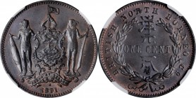 BRITISH NORTH BORNEO. Cent, 1891-H. Heaton Mint. Victoria. NGC MS-65 Brown.
KM-2. British colonial issue and Heaton mint. Lovely glossy brown color....