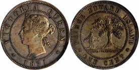 CANADA. Prince Edward Island. Cent, 1871. London Mint. Victoria. PCGS Genuine--Cleaned, EF Details Gold Shield.
KM-4. Coin alignment. Some evidence o...