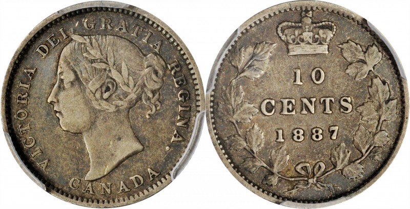CANADA. 10 Cents, 1887. London Mint. Victoria. PCGS EF-40 Gold Shield.
KM-3. An...