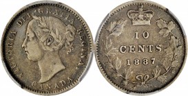 CANADA. 10 Cents, 1887. London Mint. Victoria. PCGS EF-40 Gold Shield.
KM-3. An evenly worn and very presentable circulated example of the type with ...