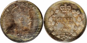 CANADA. 5 Cents, 1902-H. Heaton Mint. ICCS MS-63.
KM-9. Small "H" Variety. A lustrous and beautifully toned coin with iridescent undertones.
Estimat...
