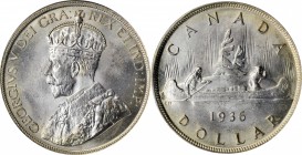 CANADA. Dollar, 1936. Ottawa Mint. PCGS MS-64.
KM-31. A select one year type crown with full mint brilliance and a sharp strike. Crowned portrait of ...
