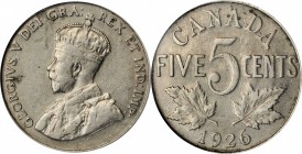 CANADA. 5 Cents, 1926. Ottawa Mint. ANACS VF-35.
KM-29. Far 6 variety. An evenly worn and problem-free example of this KEY DATE.
Estimate: $100.00- ...