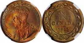 CANADA. Cent, 1915. Ottawa Mint. NGC MS-65 Red Brown.
KM-21. Some hints of brown are noted as can be seen in the designation, but this brilliant Gem ...