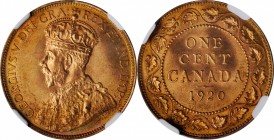 CANADA. Cent, 1920. Ottawa Mint. NGC MS-65 Red.
KM-21. Large Cent type. A fully red Gem, this piece represents the final year of issue for the large ...