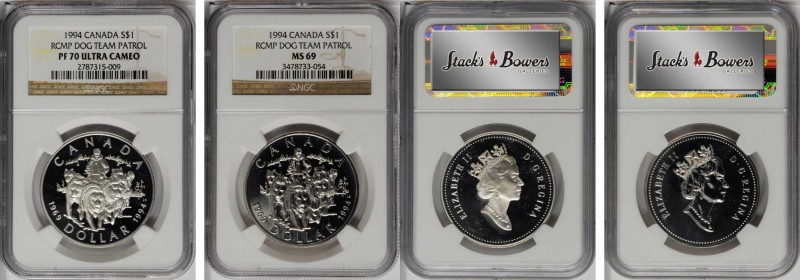 CANADA. Duo of RCMP Dog Team Patrol Dollars (2 Pieces), 1994. Both NGC Certified...