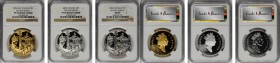 CANADA. Trio of Golden Jubilee Dollars (3 Pieces), 2002. All NGC Certified.
1) Gilt PROOF-70 Ultra Cameo. KM-443a. 2) PROOF-70 Ultra Cameo. KM-443. 3...