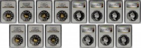 CANADA. Septet of Lunar Animal 15 Dollars (7 Pieces), 1998-2004. All NGC PROOF-70 Ultra Cameo Certified.
1) 1998. Year of the Tiger. Gilt Center. KM-...
