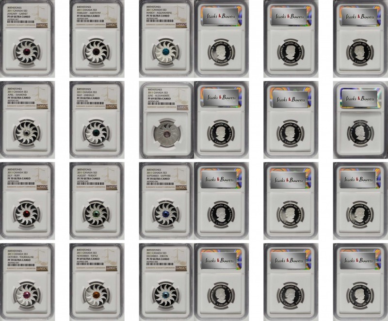CANADA. Group of 3 Dollar Birthstones (12 Pieces), 2011. All Certified by NGC.
...
