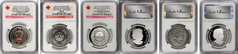 CANADA. Trio of Silver Singing Moon Mask (3 Pieces), 2015. All NGC Certified.
1...