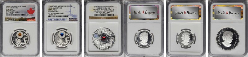 CANADA. Trio of Crystal Dragons (3 Pieces), 2009-16. All NGC PROOF-70 Ultra Came...