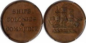 CANADA. Prince Edward Island. Copper Commerce Token, ND (ca. 1835). PCGS MS-62 Brown Gold Shield.
Char-PE10-7. An incredibly pleasing, near choice ex...