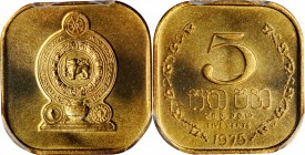 CEYLON. 5 Cents, 1975. PCGS SPECIMEN-66 Gold Shield.
KM-129. A near flawless and unusually shaped coin with not a speck of toning.
Estimate: $75.00-...