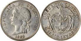 COLOMBIA. 50 Centavos, 1902. PCGS MS-62 Gold Shield.
KM-192. A lustrous and largely untoned coin.
Estimate: $50.00- $80.00