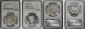 CUBA. Duo of Pesos (2 Pieces), 1935 & 1965. Both NGC Certified.
1) 1935. NGC AU-53. Peso. "ABC" type. KM-22. 2) 1965. NGC PROOF-66 Ultra Cameo. Plain...