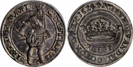 DENMARK. Thick Krone, 1624. Copenhagen Mint. Christian IV. PCGS AU-55 Gold Shield.
Dav-3519, KM-96. Despite the relatively small size, this thick Kro...