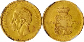 DENMARK. 2 Frederik d'Or, 1830-IC FF. Altona Mint. Frederik VI. NGC VF-30.
Fr-286; KM-700. Worn but undamaged. This coin is from a series begun in 18...