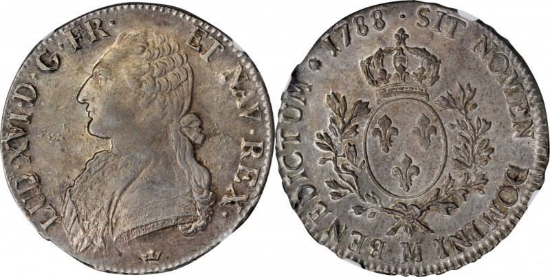 FRANCE. Ecu, 1788-M. Toulouse Mint. Louis XVI. NGC MS-61.
Dav-1333; KM-564.9. A...