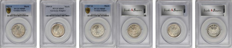 GERMANY. Trio of 20th Century Marks (3 Pieces), 1902-1909. Munich Mint. All PCGS...