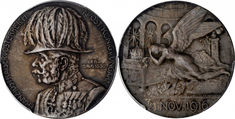 GERMANY. Empire. Death of Franz Joseph I Silver Medal, 1916. Lauer Mint in Nurem...