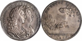 GREAT BRITAIN. Coronation of William & Mary Silver Medal, 1689. William & Mary. PCGS AU-50 Gold Shield.
MI-662/25; Eimer-312a. Obverse: Jugate draped...