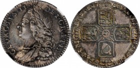 GREAT BRITAIN. 6 Pence, 1758. London Mint. George II. NGC MS-64.
S-3711; KM-582.2; ESC-1623. A boldly struck coin with glossy surfaces and attractive...