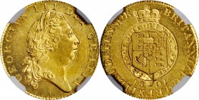 GREAT BRITAIN. 1/2 Guinea, 1801. London Mint. George III. NGC MS-64.
Fr-363, KM-649. Here is a conditionally rare 1/2 Guinea of 1801. So few on the m...
