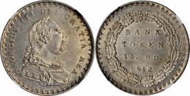 GREAT BRITAIN. 1 Shilling & 6 Pence Bank Token, 1812. George III. NGC MS-64.
KM-Tn2. An elegant 18 Pence, (Shilling 6 Pence), Bank Token of 1812. Cer...