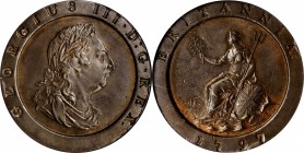 GREAT BRITAIN. 2 Pence, 1797. Soho (Birmingham) Mint. George III. NGC AU-58 Brown.
KM-619. Here is the famed 2 Pence or, "Cartwheel", of 1797. so nam...