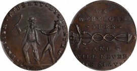 GREAT BRITAIN. Middlesex. Spence's Copper 1/2 Penny Token, 1795. PCGS MS-63 Brown Gold Shield.
D&H-728. Obverse: Sailor attempting to seize a landsma...
