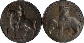 GREAT BRITAIN. Warwickshire. Coventry. Copper 1/2 Penny Token, 1792. PCGS MS-62 Brown Gold Shield.
D&H-231. Obverse: PRO BONO PUBLICO, Lady Godiva ri...