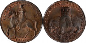 GREAT BRITAIN. Warwickshire. Coventry. Copper 1/2 Penny Token, 1793. PCGS MS-64 Brown Gold Shield.
D&H-242c. Obverse: PRO BONO PUBLICO, Lady Godiva r...