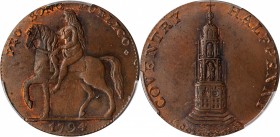 GREAT BRITAIN. Warwickshire. Coventry. Copper 1/2 Penny Token, 1794. PCGS MS-64 Brown Gold Shield.
D&H-249. Obverse: PRO BONO PUBLICO, Lady Godiva ri...