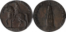 GREAT BRITAIN. Warwickshire. Coventry. Copper 1/2 Penny Token, 1794. PCGS MS-64 Brown.
D&H-249. Obverse: PRO BONO PUBLICO, Lady Godiva riding sidesad...