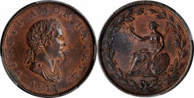 GREAT BRITAIN. Copper Penny Token, 1811. PCGS MS-64 Red Brown Gold Shield.
Withers-599. A softly lustrous token, struck from a strongly clashed die, ...