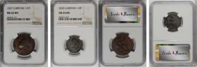 GREAT BRITAIN. 1/2 Penny & Farthing (2 Pieces), 1825-1827. George IV. George IV. Both NGC Certified.
1) 1/2 Penny. 1827. NGC MS-62 Brown. S-3824; KM-...