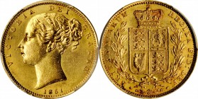 GREAT BRITAIN. Sovereign, 1851. London Mint. Victoria. PCGS Genuine--Harshly Cleaned, Unc Details Gold Shield.
S-3852C; Fr-387e; KM-736.1. Rather ext...