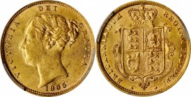 GREAT BRITAIN. 1/2 Sovereign, 1885. London Mint. Victoria. PCGS MS-62 Gold Shield.
S-3861; Fr-389e; KM-735.1. Lustrous, a few marks appropriate to th...