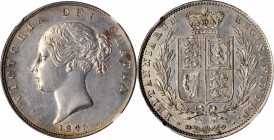 GREAT BRITAIN. 1/2 Crown, 1845. London Mint. Victoria. NGC Unc Details--Cleaned.
S-3888; KM-740. A boldly struck coin with flashy fields and some hai...