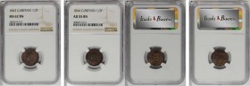 GREAT BRITAIN. 1/2 Farthing Pair (2 Pieces), 1843 & 1844. London Mint. Victoria. Both NGC Certified.
S-3951; KM-738. 1) 1843. NGC MS-62 Brown. 2) 184...