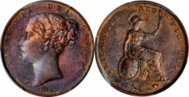 GREAT BRITAIN. Farthing, 1848. London Mint. Victoria. PCGS MS-63 Red Brown Gold Shield.
S-3950; KM-725. A well struck example of the type with satiny...