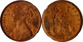GREAT BRITAIN. Penny, 1862. London Mint. Victoria. NGC MS-65 Red.
S-3954; KM-749.2. A majestic "Bun Head" Penny of 1862. Full red color with an exqui...