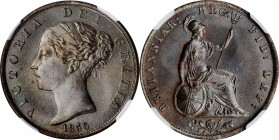GREAT BRITAIN. 1/2 Penny, 1856. London Mint. Victoria. NGC MS-65 Brown.
KM-726. A most desirable 1/2 Penny of 1856. Velvety toning and a strong strik...