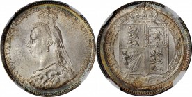 GREAT BRITAIN. Shilling, 1887. London Mint. Victoria. NGC MS-65.
S-3926; KM-761. Jubilee Head type. Delicately toned with frosty luster in the fields...