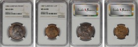 GREAT BRITAIN. Duo of Penny and 1/2 Penny (2 Pieces), 1886 & 1887. Victoria. Both NGC Certified.
1) Penny. 1886. NGC MS-63 Brown. S-3954; KM-755. 2) ...